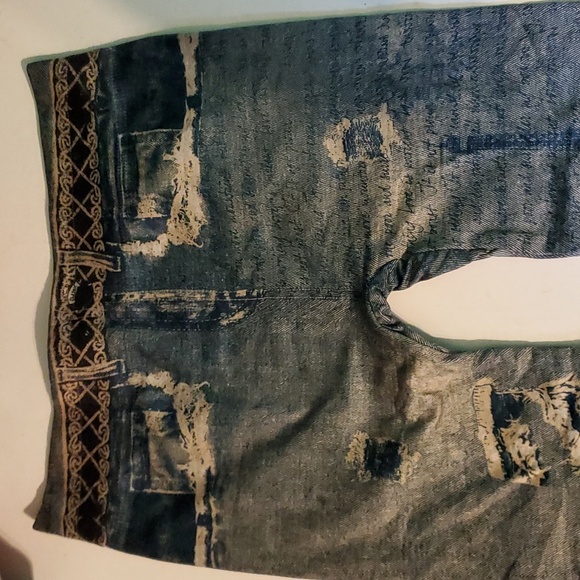 Distressed jean look, women's M leggings with light fleece linning - Picture 2 of 7